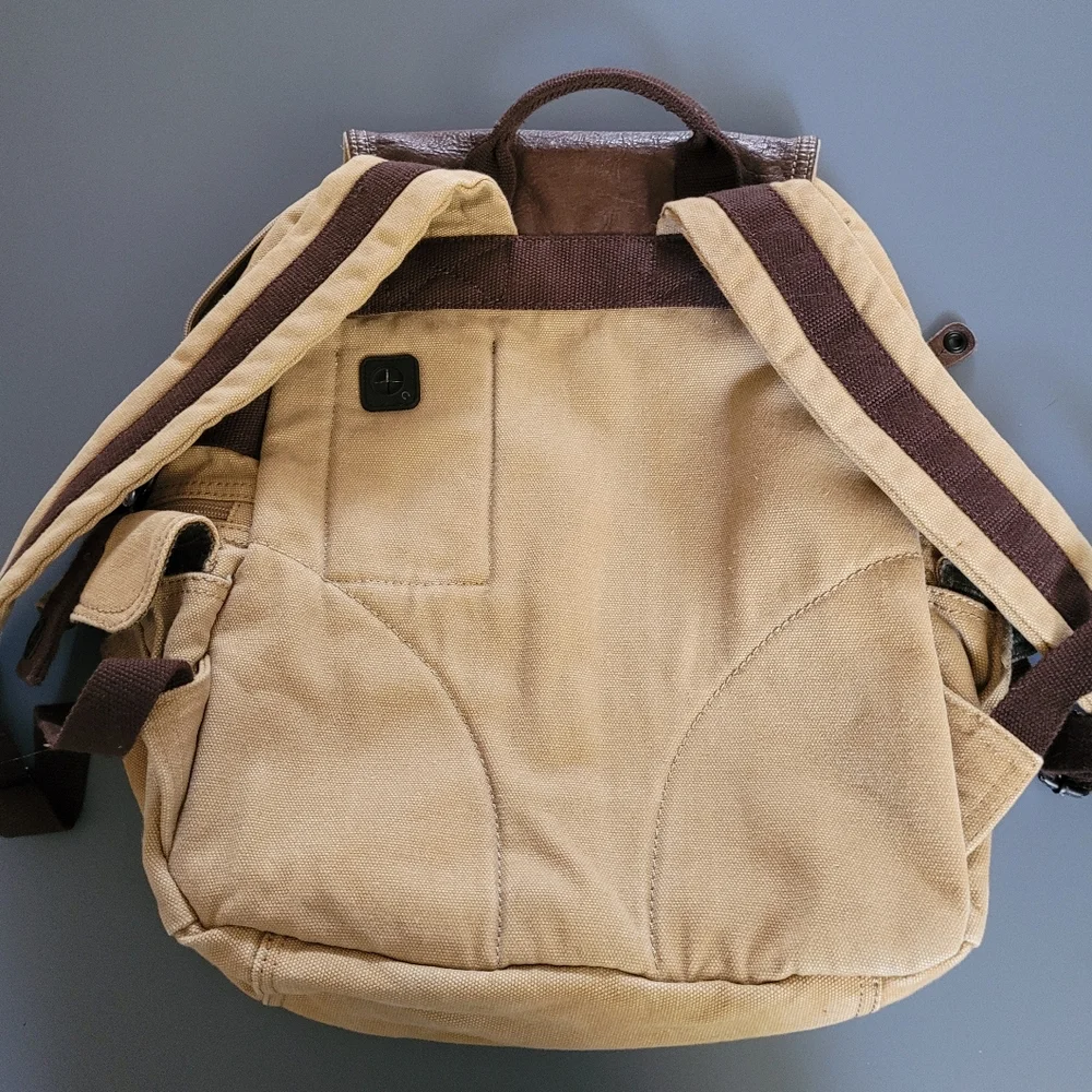 Fossil Vintage Canvas/Leather Backpack Brown